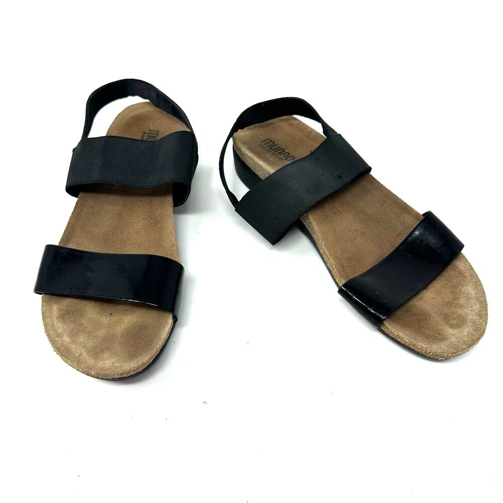 Munro Size‎ 10 Sandals Black Flat Sling Back Heel Casual Summer Wide Strap Beach